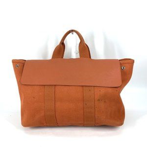 HERMES Orange Leather Tote Bag